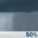 This Afternoon: A chance of rain showers. Mostly cloudy, with a high near 50. South wind around 7 mph. Chance of precipitation is 50%. New rainfall amounts less than a tenth of an inch possible. This Afternoon: Chance Rain Showers